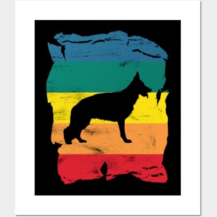 German Shepherd Dog Distressed Vintage Retro Silhouette Posters and Art